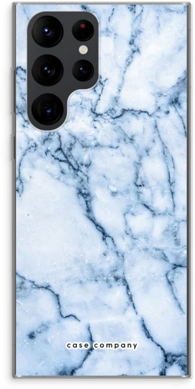 Case Company® - Hoesje geschikt voor Samsung Galaxy S22 Ultra hoesje - Blauw marmer - Soft Cover Telefoonhoesje - Bescherming aan alle Kanten en Schermrand