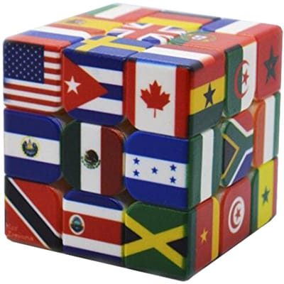 3x3x3 Magische Puzzel Kubus Bedrukking Nationale Vlag Patroon Verpakking Kubus Kindercadeaus Educatief Fidget Snelheidskubus Speelgoed Voor Kinderen St Praktisch Gebruik blue