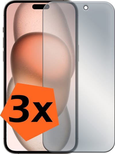 Screenprotector - 3 Stuks - Geschikt voor Apple iPhone 15 - Privacy Filter - Gehard Glas - Beschermglas - Tempered Glass - Screen Protector