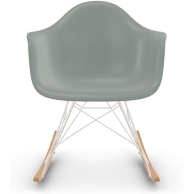 Vitra RAR Eames Plastic Armchair - lichtgrijs RE - wit - sleden esdoorn goudkleurig