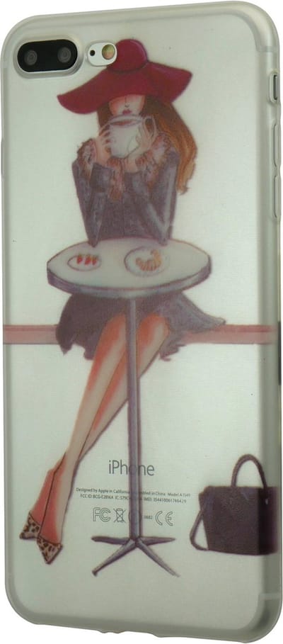 Peachy Koffiemeisje stad cafe hoesje TPU geschikt voor iPhone 7 Plus 8 Plus - Transparant