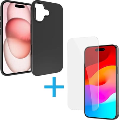 Silicone Hoesje Geschikt voor: iPhone 16 Plus - Soft Silicone - Zwart - + 3X Tempered Glass Screenprotector - ZT Accessoires