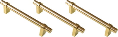 AMIG Lade Handgreep Kast Meubelgreep – Hartafstand 96mm - Lengte 130mm - 3 stuks - Gepolijst Massief Messing - Luxe Meubelonderdeel Goud