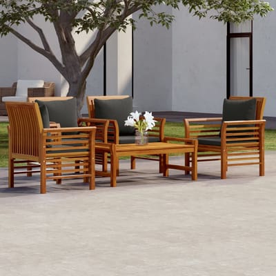 vidaXL - 5-delige - Loungeset - met - kussens - massief - acaciahout