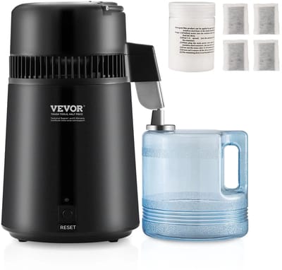 Waterfilter - Water destilleerapparaat - Waterfilter Survival - Waterdistillateur - Waterzuiveraar - Roestvrijstalen binnenwerk - Distilleerwatermachine - Zwart