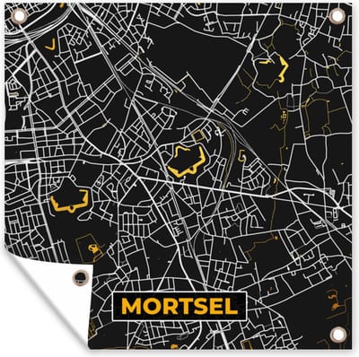 Tuin poster Mortsel - Plattegrond - Stadskaart - Goud - Kaart - 200x200 cm - Tuindoek