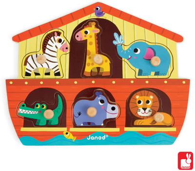 Janod - Knoppuzzel - De ark van Noach - 6 Stukjes