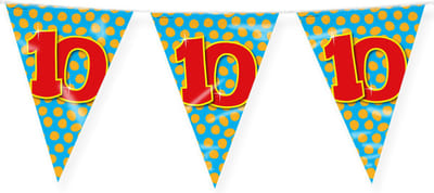 Paperdreams Slinger - Verjaardag 10 jaar thema Vlaggetjes - feestversiering - 10m - dubbelzijdig