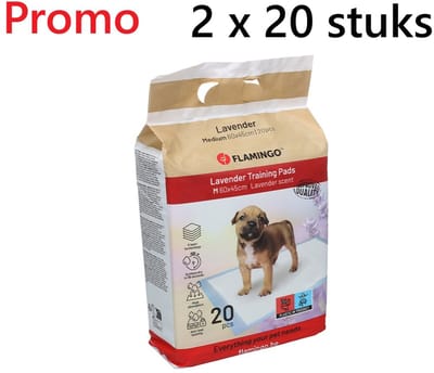 ** 2 X ** Flamingo puppy pads - trainingpads - voor puppy's , oude honden enz.. - lavendel geur - 60 x 45 cm - 20 st - zeer degelijk = 40 st