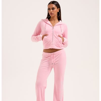 Juicy Couture Madison Outline Hoodie With Diamante Bra ROZE - Maat XS