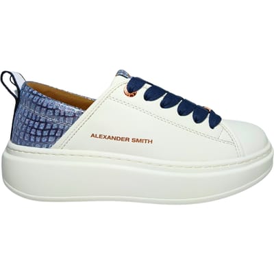 Damesschoenen Alexander Smith Sneakers Eco-Wembley Woman, White Dark Avio