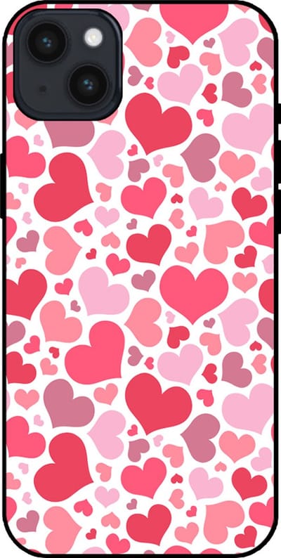 Smartphonica Telefoonhoesje Geschikt voor iPhone 14 Plus met Hartjes Print - Hearts Design TPU Backcover Case - Kinder Hoesje met Hartjes Design geschikt voor iPhone 14 Plus