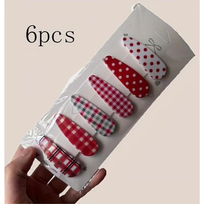 6 Pcs Épingle à Cheveux Couleur simple et polyvalente, épingle à cheveux cassée pour frange latérale, épingle à cheveux à pois rouges 6pcs gray