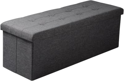 NaevaMi Opbergbank - Opbergpoef - Opbergbox - Opbergbak - Dekenkist - Ottomaanse Zitbank - Voor Woonkamer of Slaapkamer - Opbergbak met Deksel - Bank met Opslagruimte - Hocker - 110x37.5x38cm - Velvet - Grijs