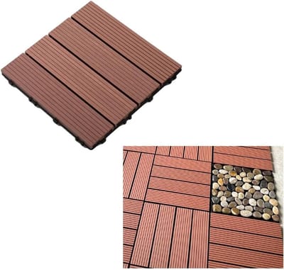 WPC Vlondertegels - Kunststof Tegels - Balkon Verfraaien - Onderhoudsarm - 11 stuks - Rood