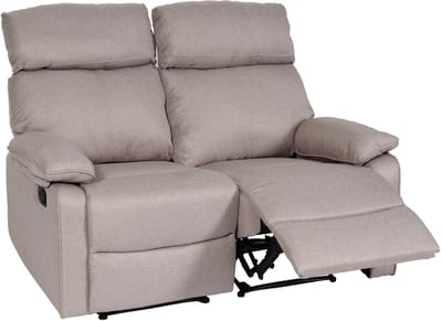 2-zits bioscoopfauteuil MCW-L93, relaxfauteuil TV-fauteuil bank, armleuning met relaxfunctie nosag-vering stof/textiel ~ grijsbruin