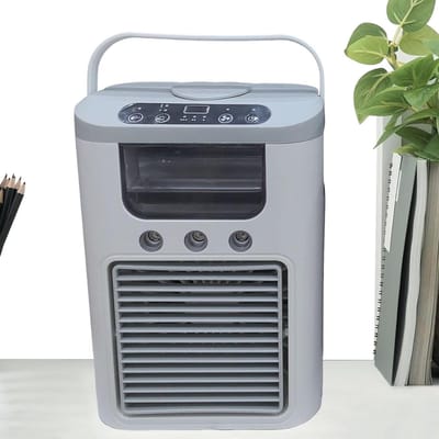 Draagbare Airco - Luchtkoeler Ventilator - Persoonlijke Koeling - Verdampingskoeling - 23.5 cm Hoog - Grijs
