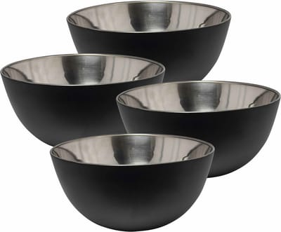 Svenska Living Kommetjes/schaaltjes - 6x - zwart - RVS - D19 x 9 cm