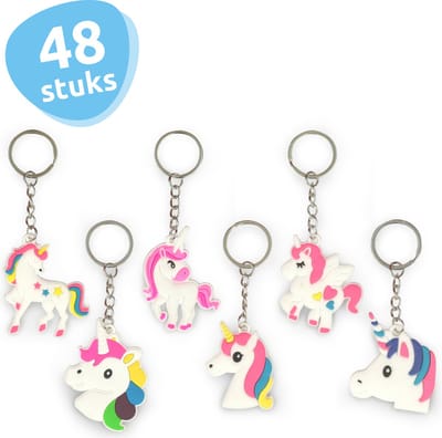 Isa's Friends® - Uitdeelcadeautjes Sleutelhangers Unicorns - 48 stuks - Traktatie