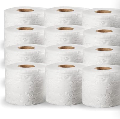 12 Rollen Wit Toiletpapier met Reliëf - 2-laags Zacht en Duurzaam - Comfortabel Toiletpapier voor Dagelijks Gebruik