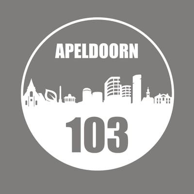 Apeldoorn sticker met eigen huisnummer