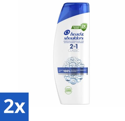 2 x Head & Shoulders - Shampoo - 2-in-1 - Classic - 100% Roosvrij - 400 ml - Roos Shampoo - Anti-roos Shampoo - Shampoo Conditioner - Hoofdhuidverzorging - Haarverzorging