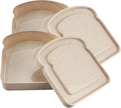 Set van 2 - Bentoboxen - Lunchboxen met compartimenten - Lunchboxen voor kinderen en volwassenen - Draagbare toastbewaarboxen - Plastic brooddozen - Beige