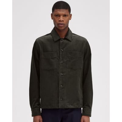 Men's Fred Perry Cord Overshirt in Green