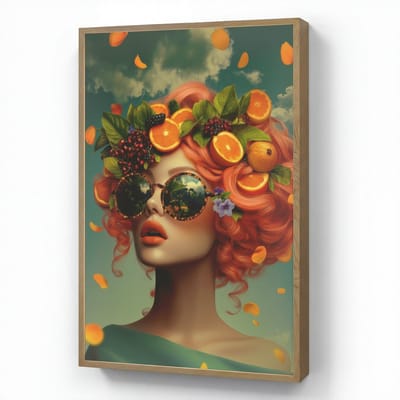 Wandlamp 60x90 cm - Oplaadbaar - Vrouw - Sinaasappel - Bessen - Oranje - Wandlampen binnen woonkamer - Slaapkamer lamp - Decoratieve nachtlamp - Vloerlamp draadloos