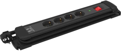 Stekkerdoos - 4 voudig - 2x USB - Aan/uit schakelaar - 1.5 meter - Zwart - Allteq