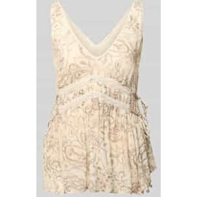 Blousetop met V-hals en met kant