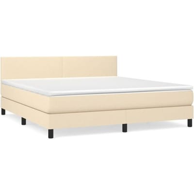 vidaXL - Boxspring - met - matras - stof - crèmekleurig - 160x200 - cm
