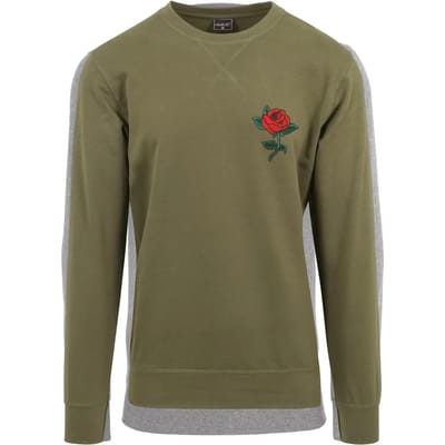 Mister Tee - Rose Crewneck sweater/trui - L - Olijfgroen