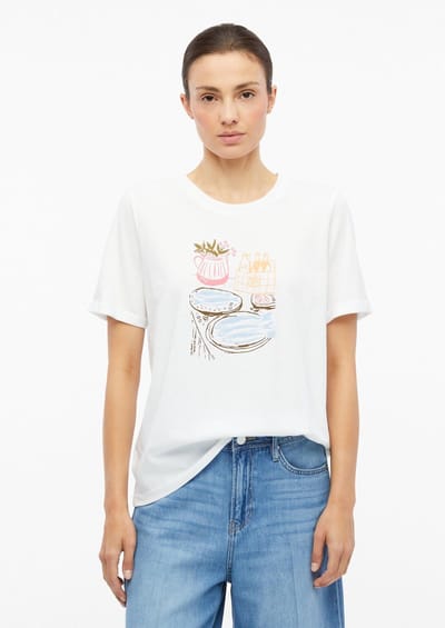 Dons T-shirt van zachte katoen met print op de voorkant casual pasvorm dames s.Oliver