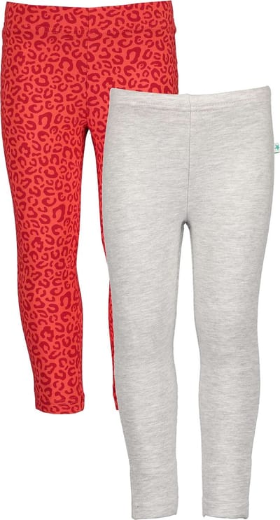 Blue Seven - 2pack - Leggings - Biologische Katoen - Rood met figuurtjes - Grijs - Maat 104