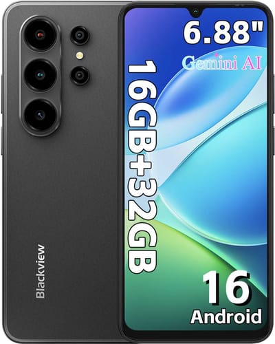 Blackview WAVE 10C Smartphone - Telefoon Dubbele Sim 4G - 6,88" HD+ IPS - 16GB(4+12) RAM - 32GB ROM - 5000 mAh - Android 16 - GPS - Zwart
