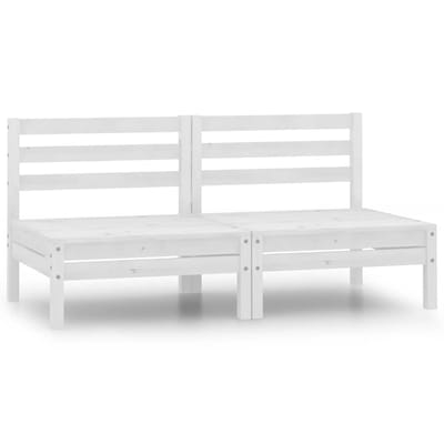 vidaXL - Tuinmiddenbanken - 2 - st - massief - grenenhout - wit