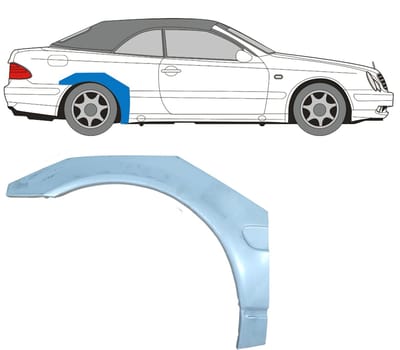 Reparatiepaneel achterspatbord voor Mercedes CLK A208 Cabrio 1997-2003 / Rechts