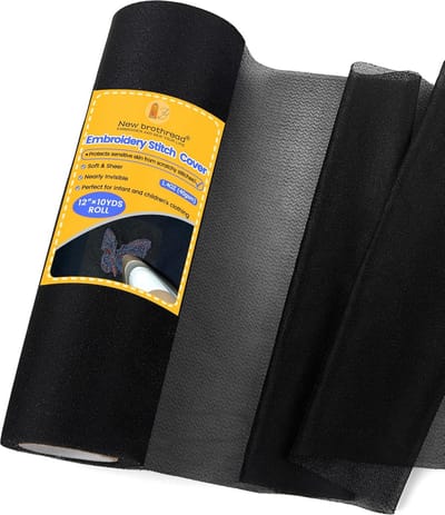 Borduurstabilisator - Zachte bedekking - Huidvriendelijk borduren - Strijkbare achterkant - 30.5cm x 9.1 meter - Zwart
