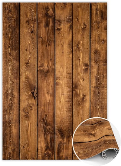 Tulup Vinyl Tapijt - Verticale planken PVC Tapijt - 60 x 90 cm - Bruin PVC Tapijt - Tapijt Vinyl - Vinyl Vloerkleed - Keukentapijt - Haltapijt