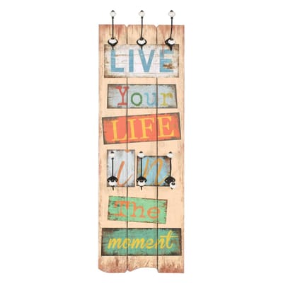 vidaXL - Wandkapstok - met - 6 - haken - LIVE - LIFE - 120x40 - cm