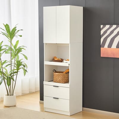 Sweiko Kast - 200cm Hoog - Magnetronplank - Hoge Kast - Wit