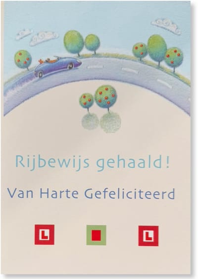 Gefeliciteerd met je Rijbewijs - Geslaagd Autorijbewijs wenskaart - 12 x 17 cm - gevouwen kaart Inclusief envelop