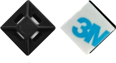 Kortpack - Zwarte Plakzadels 12.5mm x 12.5mm - Zelfklevend én voorzien van Schroefgat - Bevestingsmateriaal voor Tyraps - (099.8954)