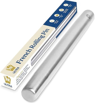 Professionele Franse deegroller - 15,7 inch glad roestvrij staal voor fondant, taartkorst en gebakdeeg