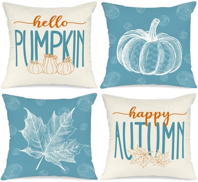 Dailygoods- Kussenslopen Set van 4 - Herfst Decoratief - 45 x 45 cm - Katoen/Linnen - Onzichtbare Ritssluiting - Kind- en Huisdiervriendelijk - Decoratieve Kussens