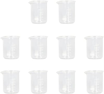 Dailygoods- Maatbeker 50 ml - Glazen Laboratoriumbeker - Set van 10 - Borosilicaatglas - Duidelijke Schaallijn - Ideaal voor Laboratoriumgebruik