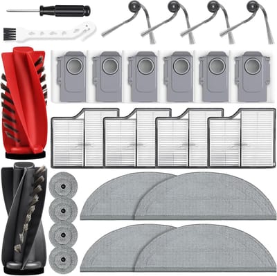 26-delige accessoireset gescht voor Roborock Saros 10 robotstofzuiger – 2 hoofdborstels, 6 stofzakken, 4 dweildoeken, 4 zijborstels, 4 filters, 4 zijvegers, 1 reinigingsborstel, 1 schroevendraaier