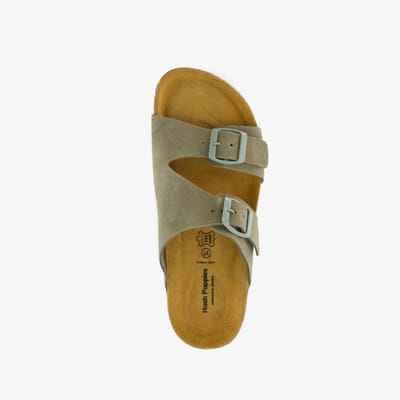 Hush Puppies suède dames bio slippers groen - Maat 37 - Echt leer