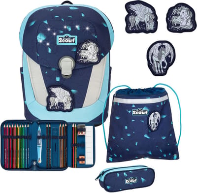 Scout schooltas LED Sunny II Set 5-delig Pegasus donkerblauw